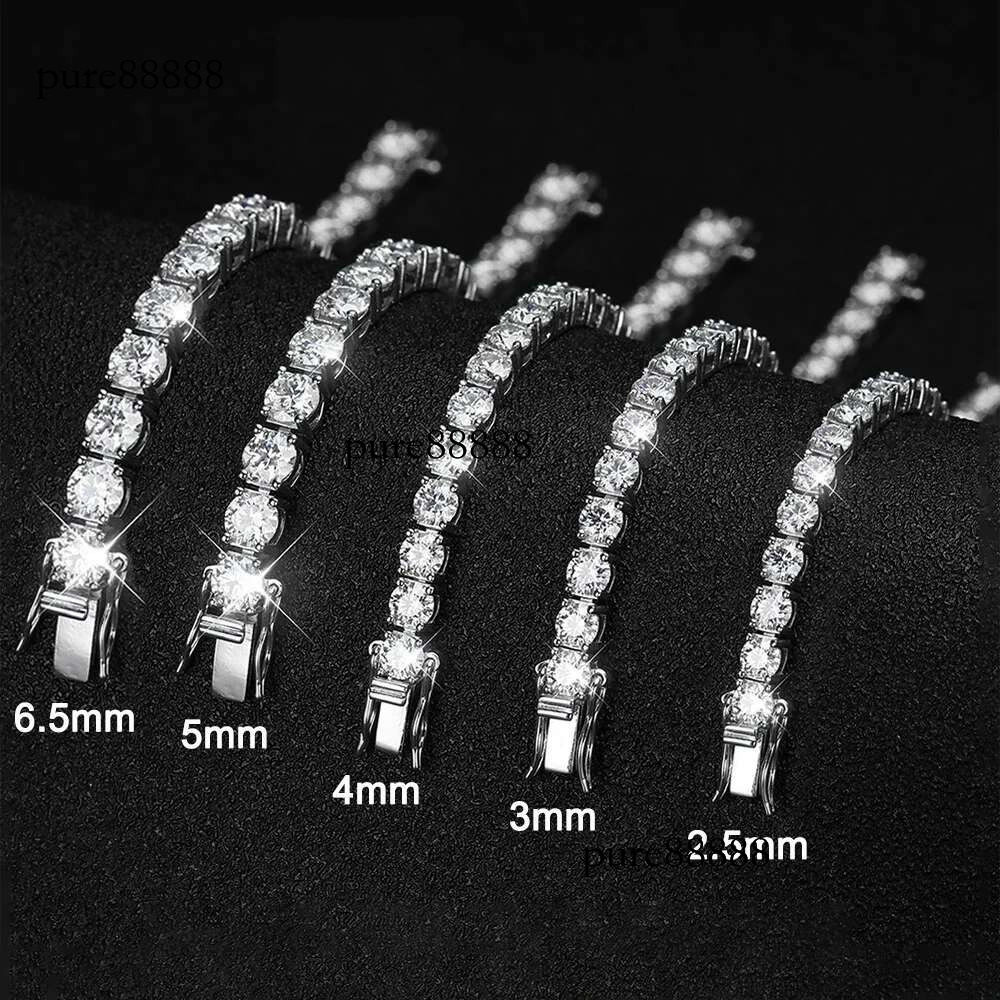 3/4/5MM Moissanite Tennis Bracelet for Women Men White Gold Plated Sterg Sier Certified All Dia Bracelets GRA