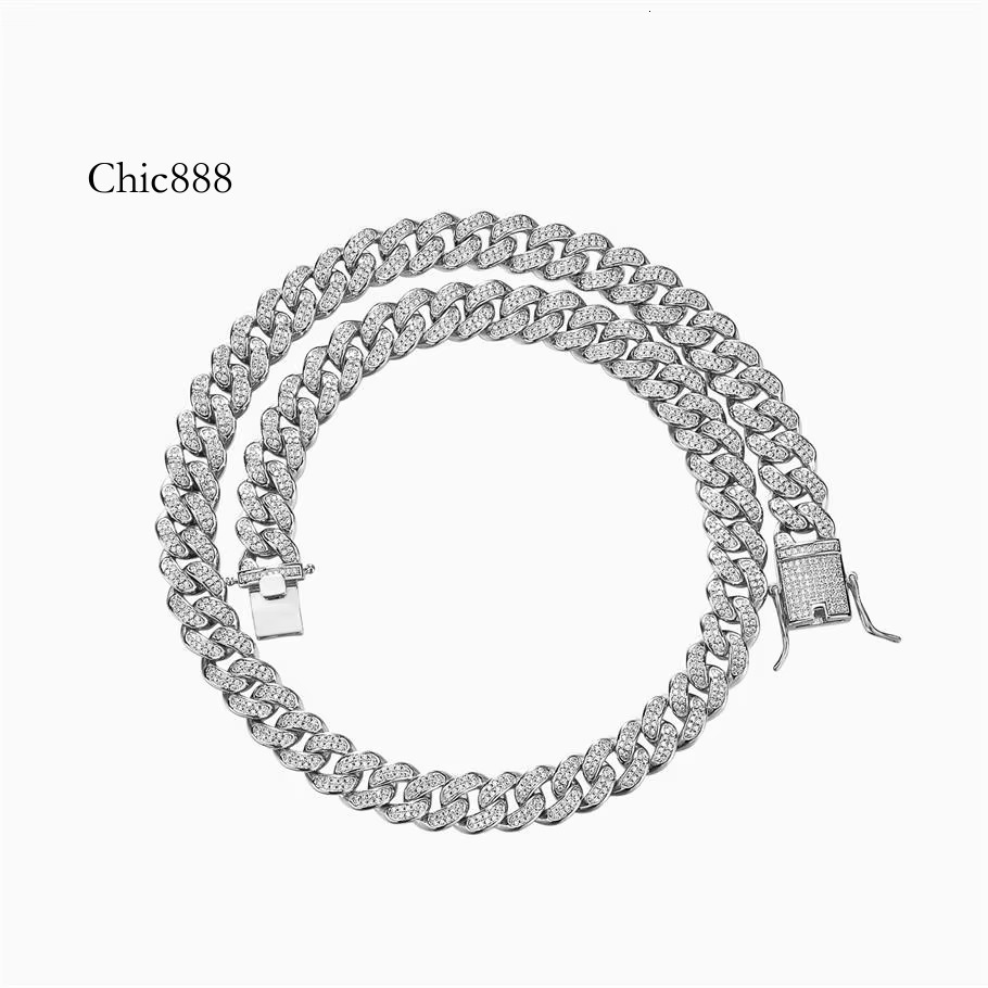 Hip Hop Jewelry10mm Iced Out 5A Zircon Gold Plated Sterg Sier Cuban k Chian Bracelet for Men