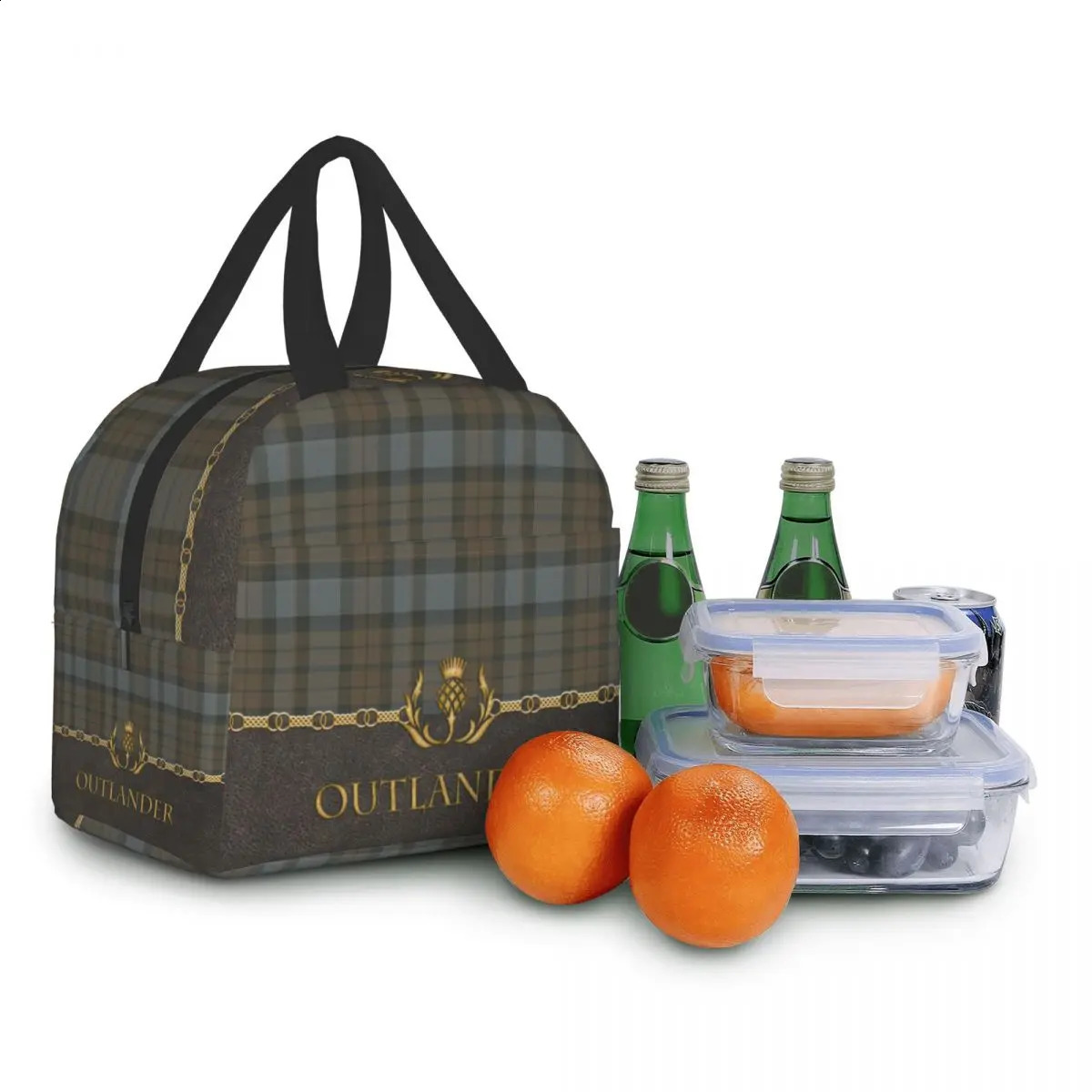 Tartan Outlander Lunch Bag Portable Plaid Check Thermal Cooler Food Insulated Lunch Box For Kids School Picnic Bags 250227