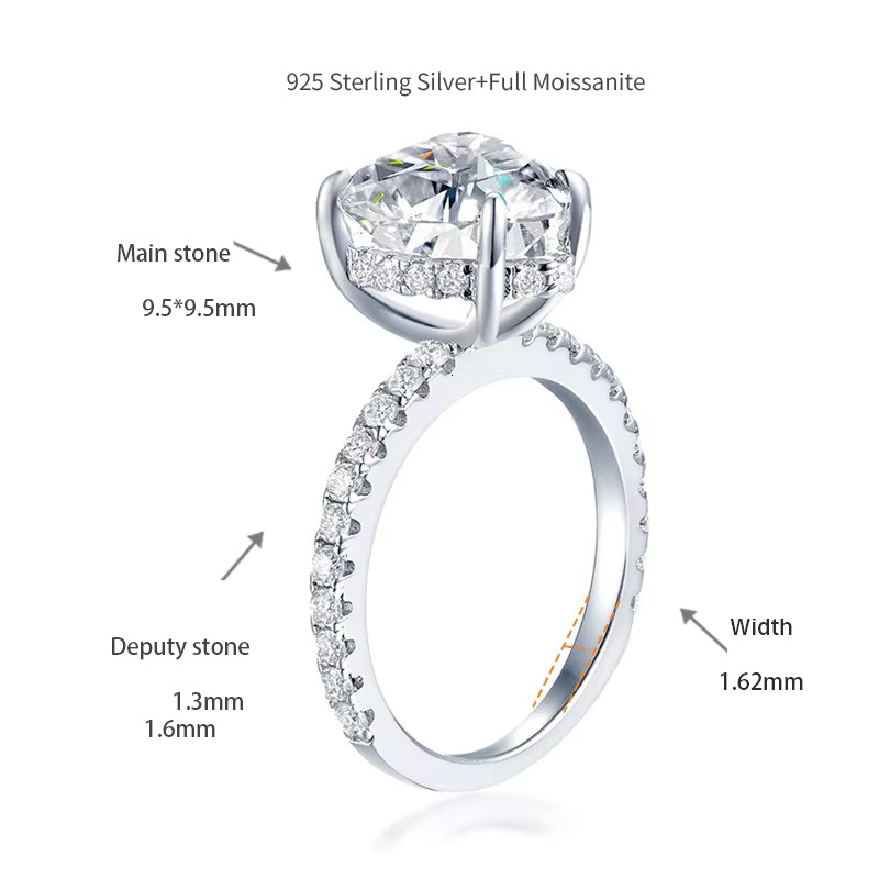 Ruizuan Fashion Jewelry Heart Shaped 3.5 Carats 925 Sterling Silver Moissanite Ring