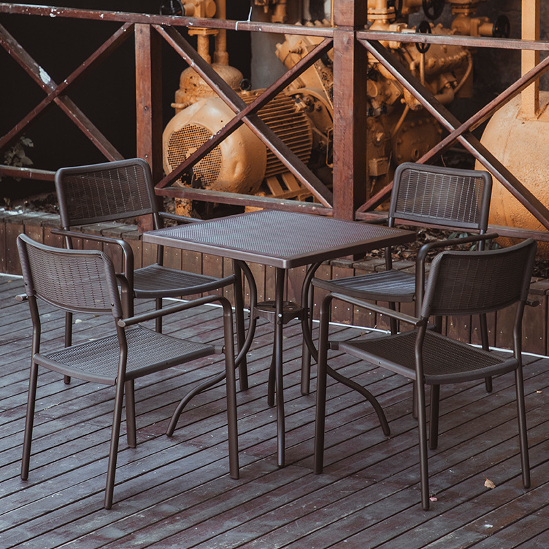 Plastic imitation rattan wicker balcony backrest table and chairs outdoor chairs patio open-air balcony layout small coffee table coffee table