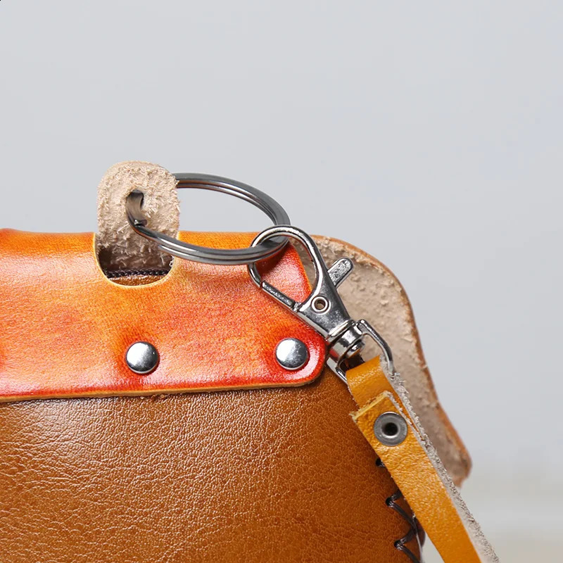 Top Layer Cowhide Creative Cartoon Elephant Zero Wallet Car Key Bag Tree Cream Leather Elephant Gift 250228