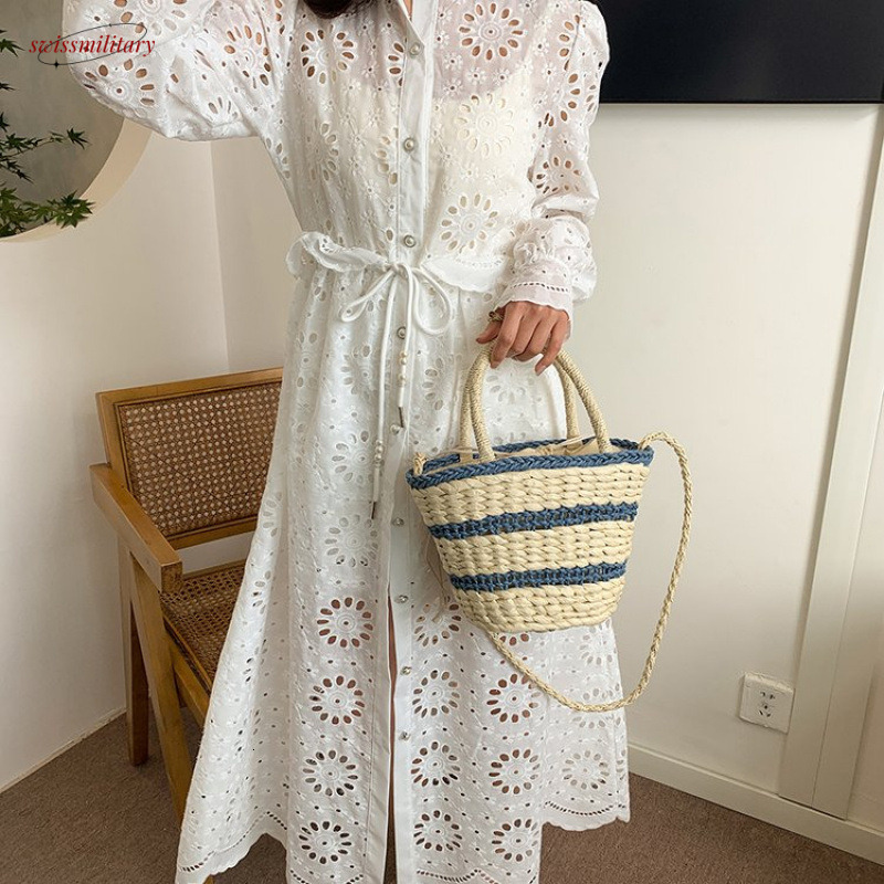 Vacation large capacity handbag 2025 spring and summer new style artistic girl grass woven internet famous single shoulder bag trend #swissmilitary