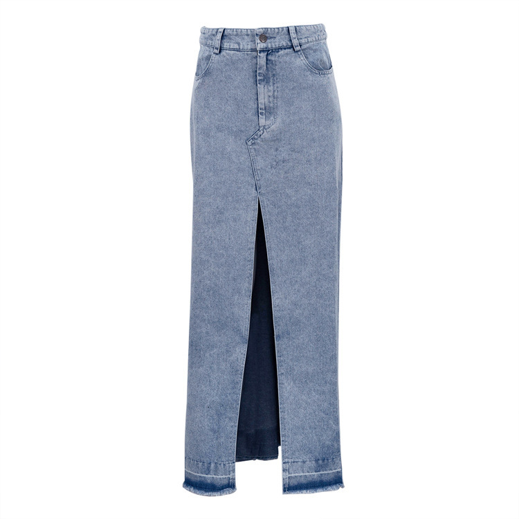 Women's New3 Autumn New Long Denim High Waist Slim Split Hip Wrap Skirt Halfskirt