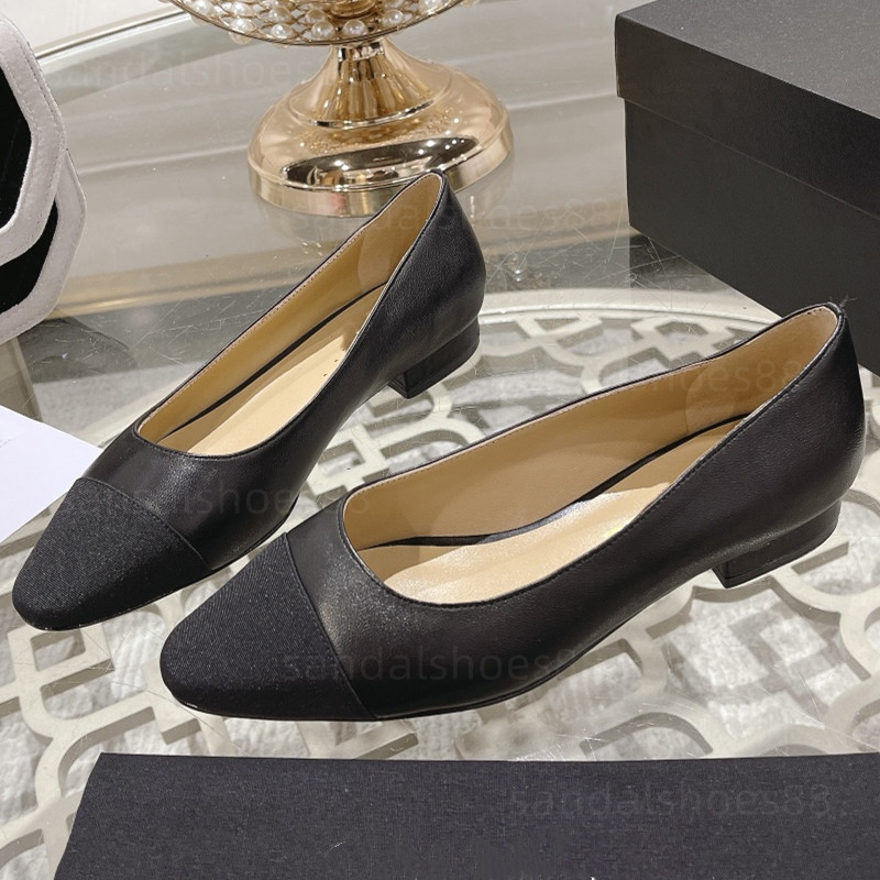 Low Heels Designer Pumps for Women Ballerinas Ballet Flats Bow Block Heel Sandal Slingback Cap Toe Quilted Leather Black Beige Pink Red Comfy Ballerina Shoes
