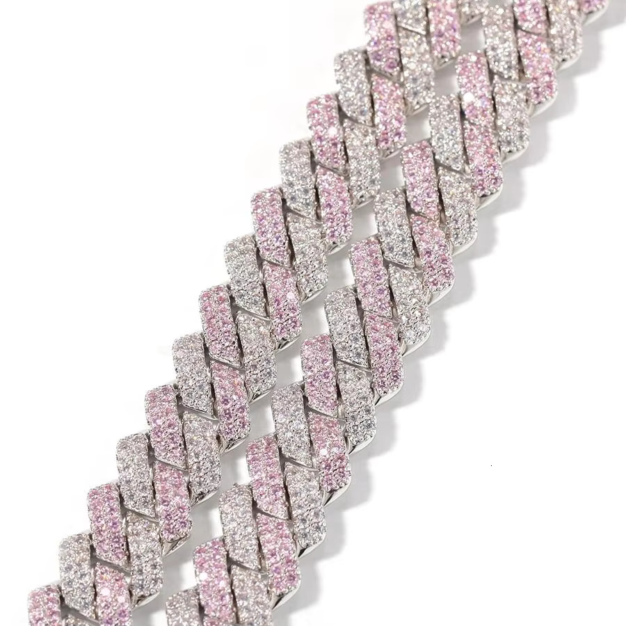 Cuban Link Necklace Hip-hop Moissanite Jewelry Women Provence Hot Sale Real Moisasnite Diamond Two-tone 13mm Silver Hiphop
