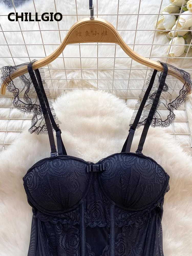 CHILLGIO Women Lace Push Up Bra Briefs Suits Two Pieces Bras Underpants Set Sexy Tight Fashion Sexy Bodycon Mesh Lingerie OutfitXJ250301