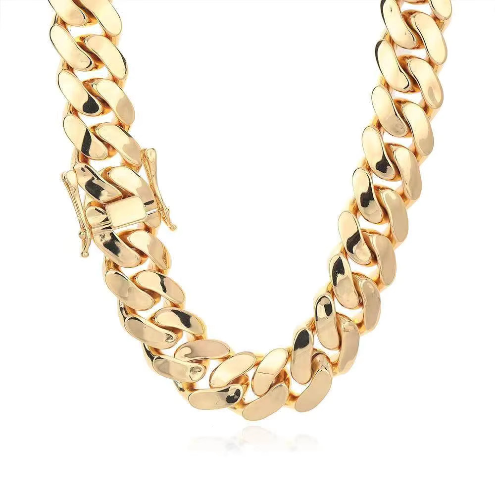 Custom Hip Hop 20mm Real S925 Sterling Silver 9K 10K 14K 18K Solid Gold Miami Cuban Link Chain Necklace Bracelet Set