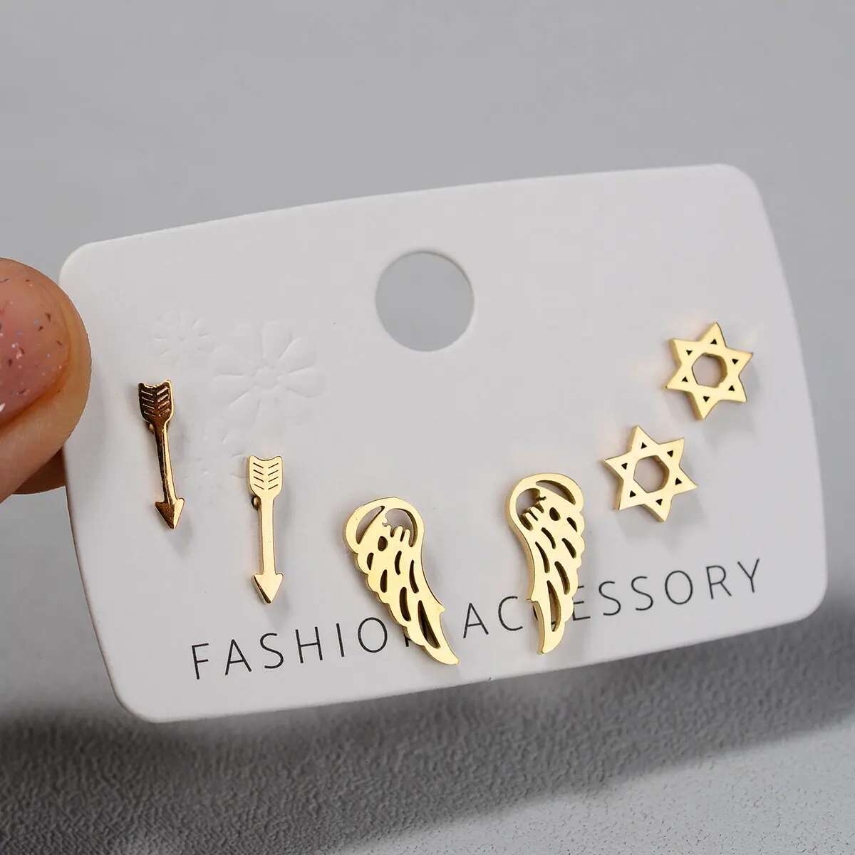 Stainless Steel Small Cute Butterfly Star Moon Heart Stud Earrings Set Punk Piercing Earing Women's Minimalist Jewelry
