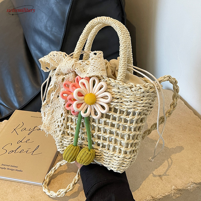 Summer handmade 2025 new fashionable grass woven crossbody bag, niche vacation beach bag for women #swissmilitary