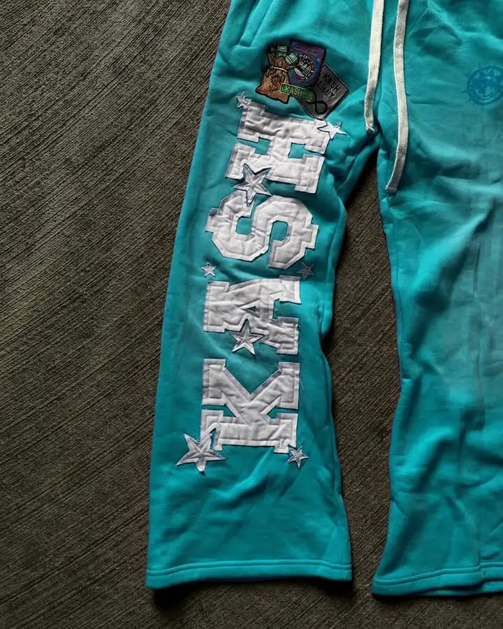Womens Retro Double Layer Sweatpants Y2K Gothic Hip Hop Letter Patch Embroidered Baggy Pants Casual Stretch Waist Pants 250228