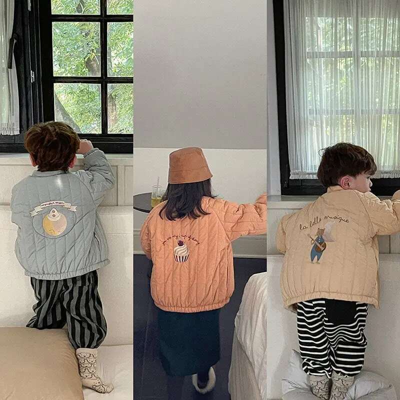 Ddmyshoesvip INS Fashion Children Baseball Jacket Winter Toddler Kids Thicken Warm Coat Girls Sport Zipper Clothes Years Outwear