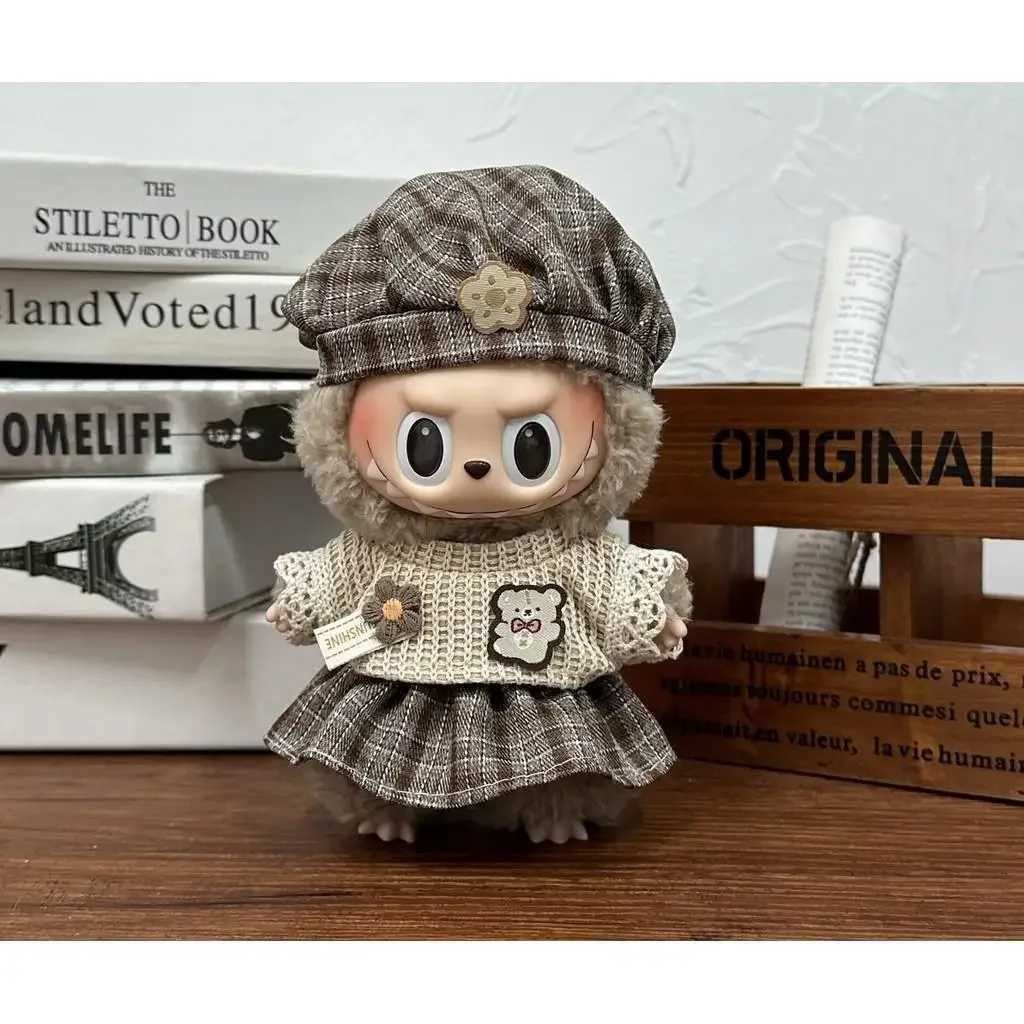 Mini Plush DollS Clothes Outfit Accessories For Korea Kpop Exo 15-17cm Labubu Idol V1 V2 overalls set Clothing GiftXJ250301