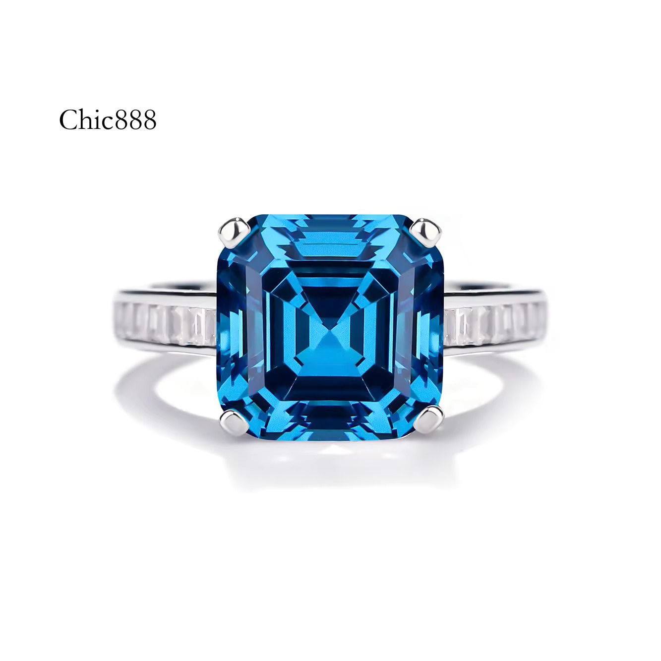Fine Jewelry Light S Sterg Sier 5Carat Asscher Cut Moissanite Engagement Dia Ring for Women