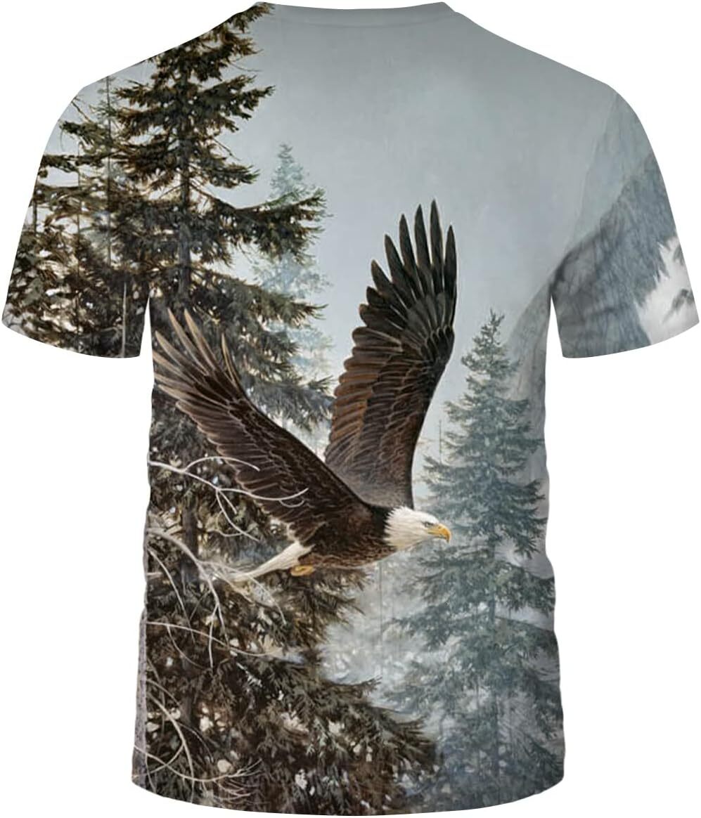 Mens T shirt Mens Summer Animal Eagle 3D Round Neck T-Shirt Digital Printing Novel Top tee Casual tops summer clothes fashion