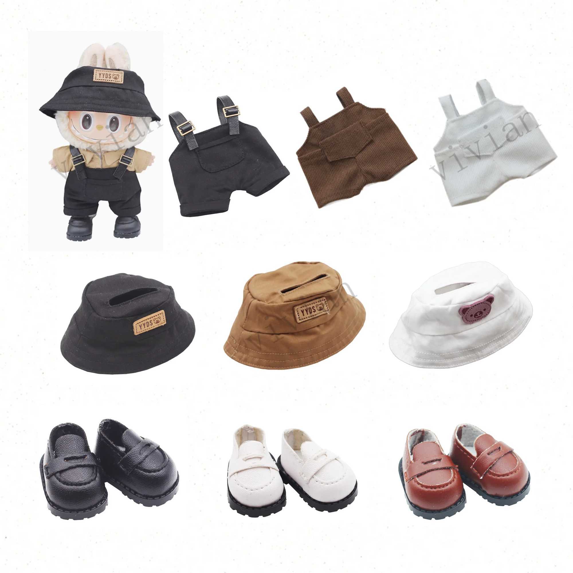 Mini DollS Clothes Outfit Accessories For Korea Kpop Exo 15-17cm Labubu Idol V1 V2 overalls bucket hat shoes Clothing GiftXJ250301