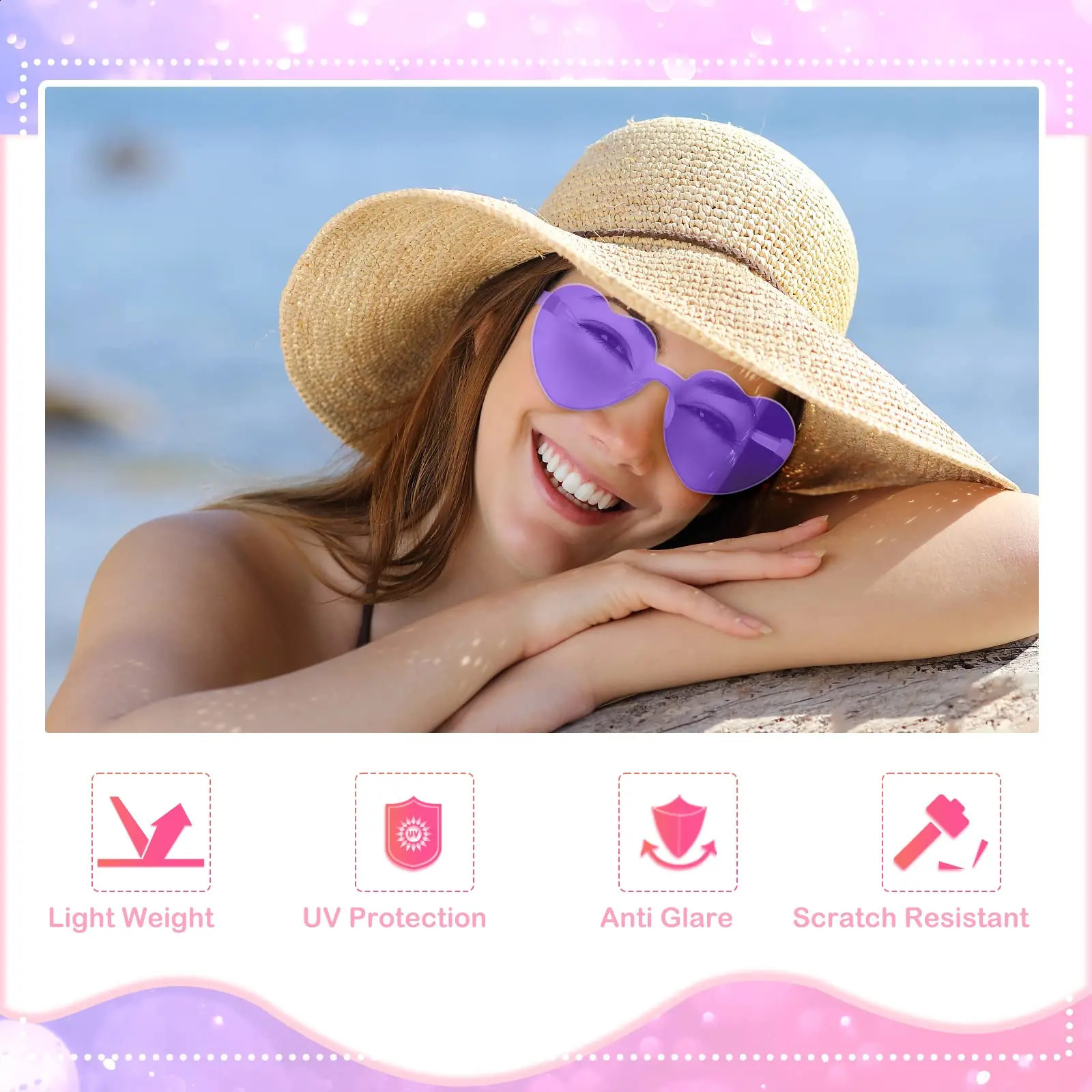 10-100Pcs Wedding Heart Glasses Wedding Favors Rimless Heart Glasses Bachelorette Party Favors Candy Color Heart Sunglasses 250221