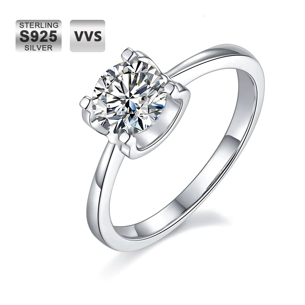 KRKC Wedding Rings Jewelry Women Real Sier VVS Moissanite 1 Ct Lab Grown Eternity Dia Engagement Ring