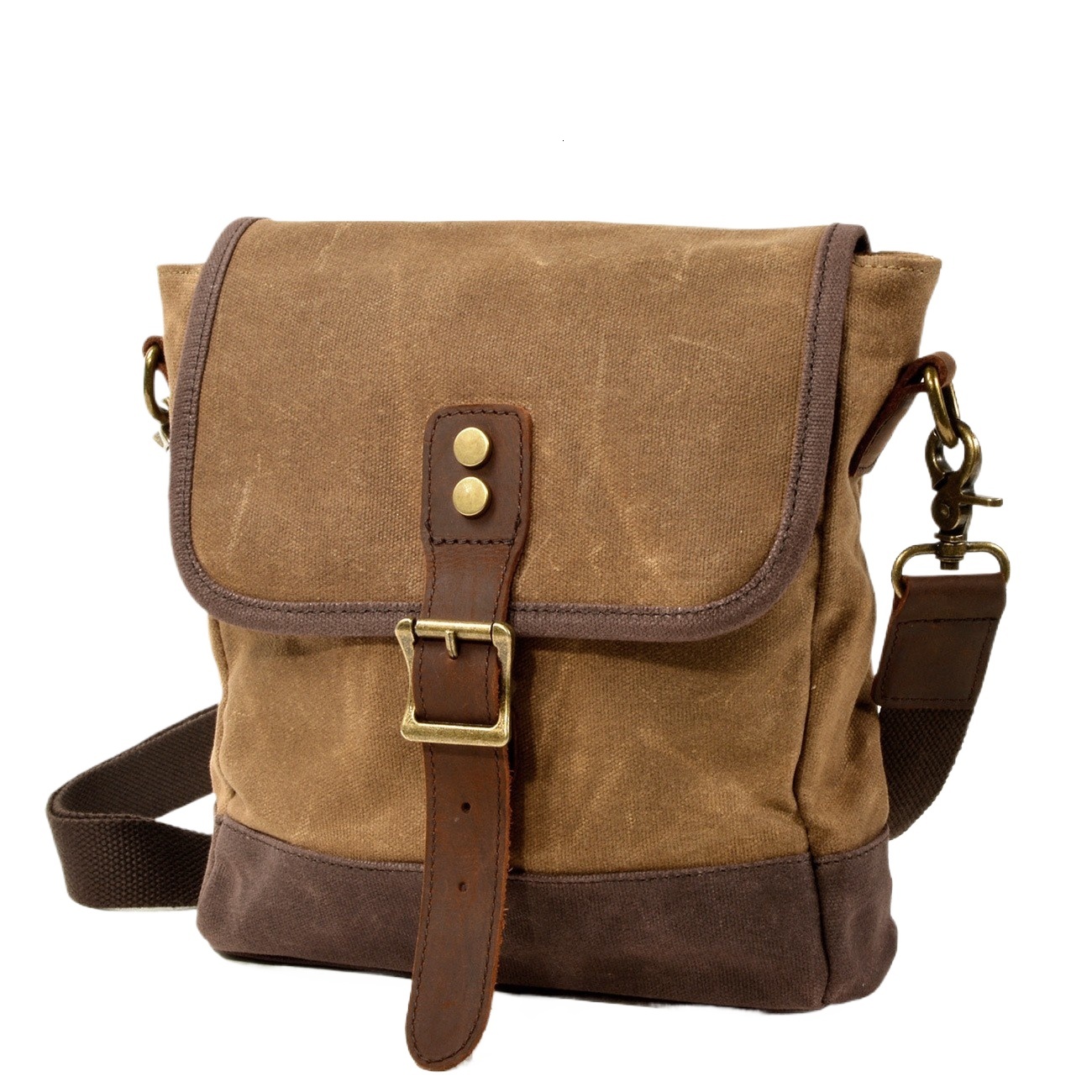 Japan And South Korea New Men's Fashion Crossbody Shoulder Oil Waxed Canvas With Leather Leisure Outside Travel Bag