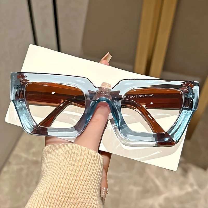 Y2K Oversi Clear Lens es with Leopard Print Frame Blue Light Blocking Fashionable Accessory for Casual Attire Y250301