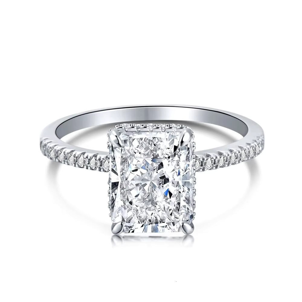 Authentic Sterg Ring for Ladies Four Claw 8A Zircon Rhodium Plated Dainty Sier Jewelry Wholesale