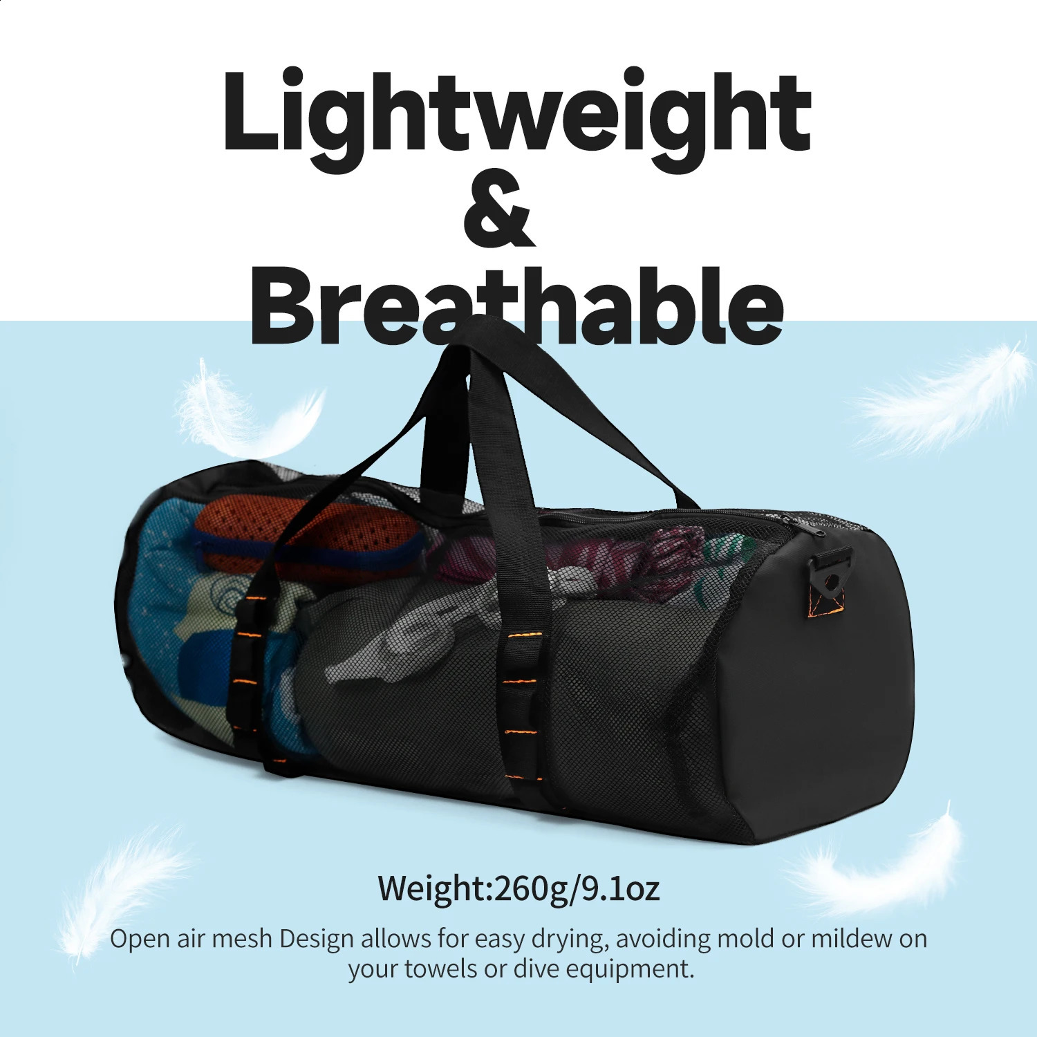 Large Mesh Duffle Bag Perfect for Storing Your Towels Sunscreen and Other Equipment for Scuba Diving or Snorkeling Gear 250305