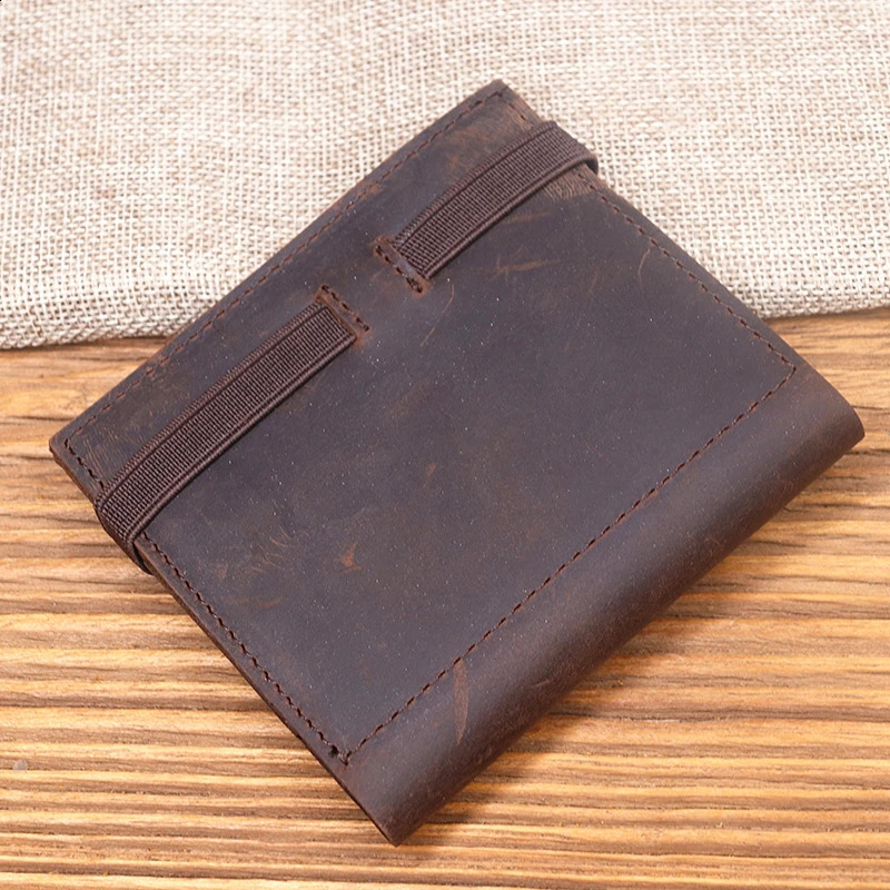 Genuine Leather Wallet For Men Male Vintage Cowhide Short Bifold Small Slim Mens Purse Card Holder With Zipper Coin Pocket 250228