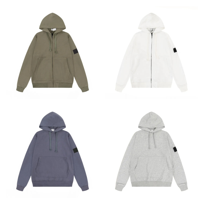 designer hoodie stone hoodies designer mens hoodie Nautical compass embroidered arm badge Pullover Zip up sweatshirt pull jumper streetwear hoodie 100% Cotton S-XXL
