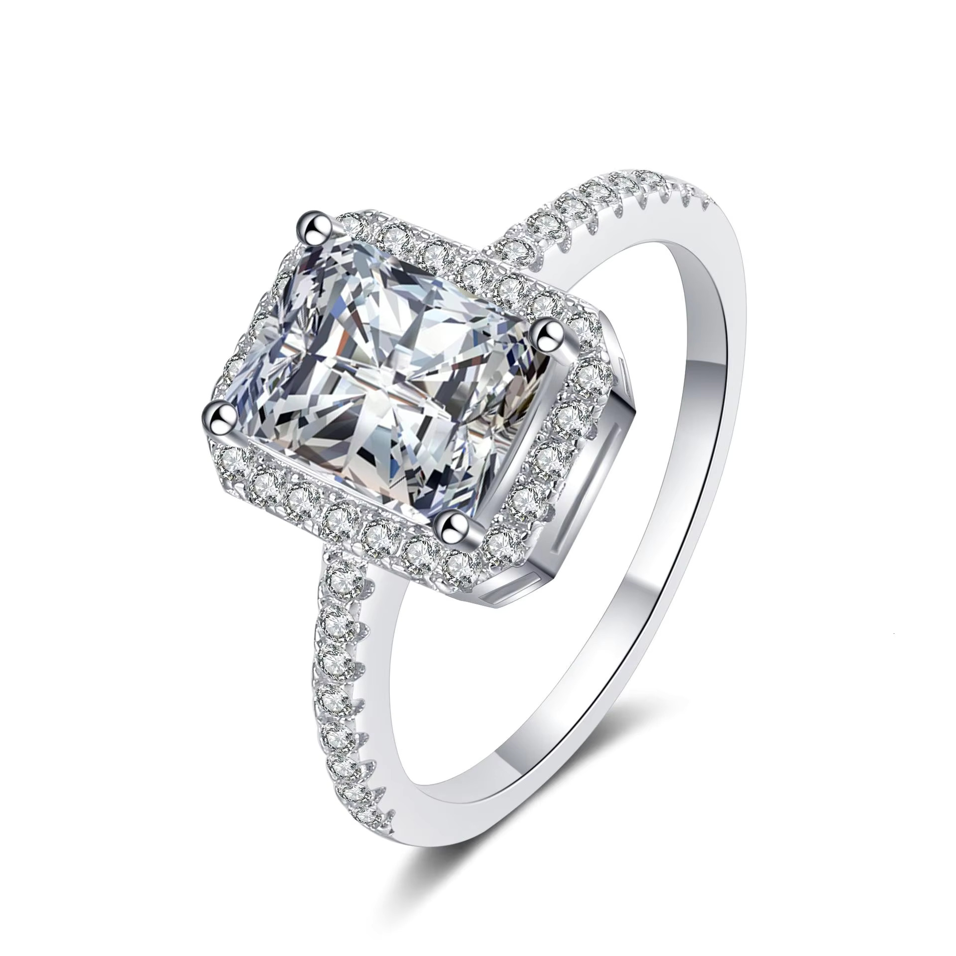 1.0ct 2.0ct Radiant/Emerald Cut Dia for Wedding Engagement Women Vintage Moissanite Ring Sterg Sier