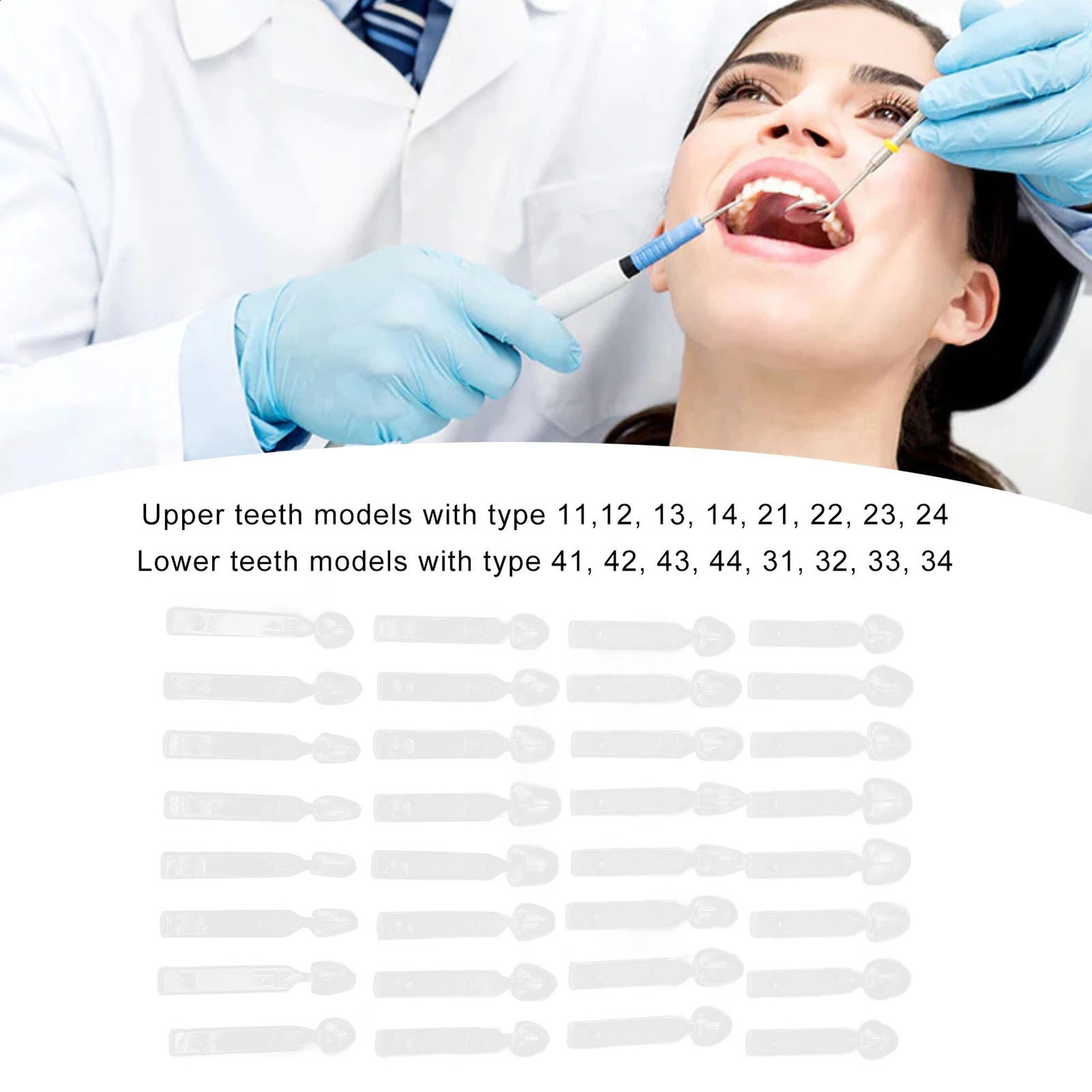 32Pcs/Set Dental Veneer Mould Kit Composite Resin Mold Light Cure Autoclave Anterior Front Teeth Mould Teeth Whitening Tools 250228