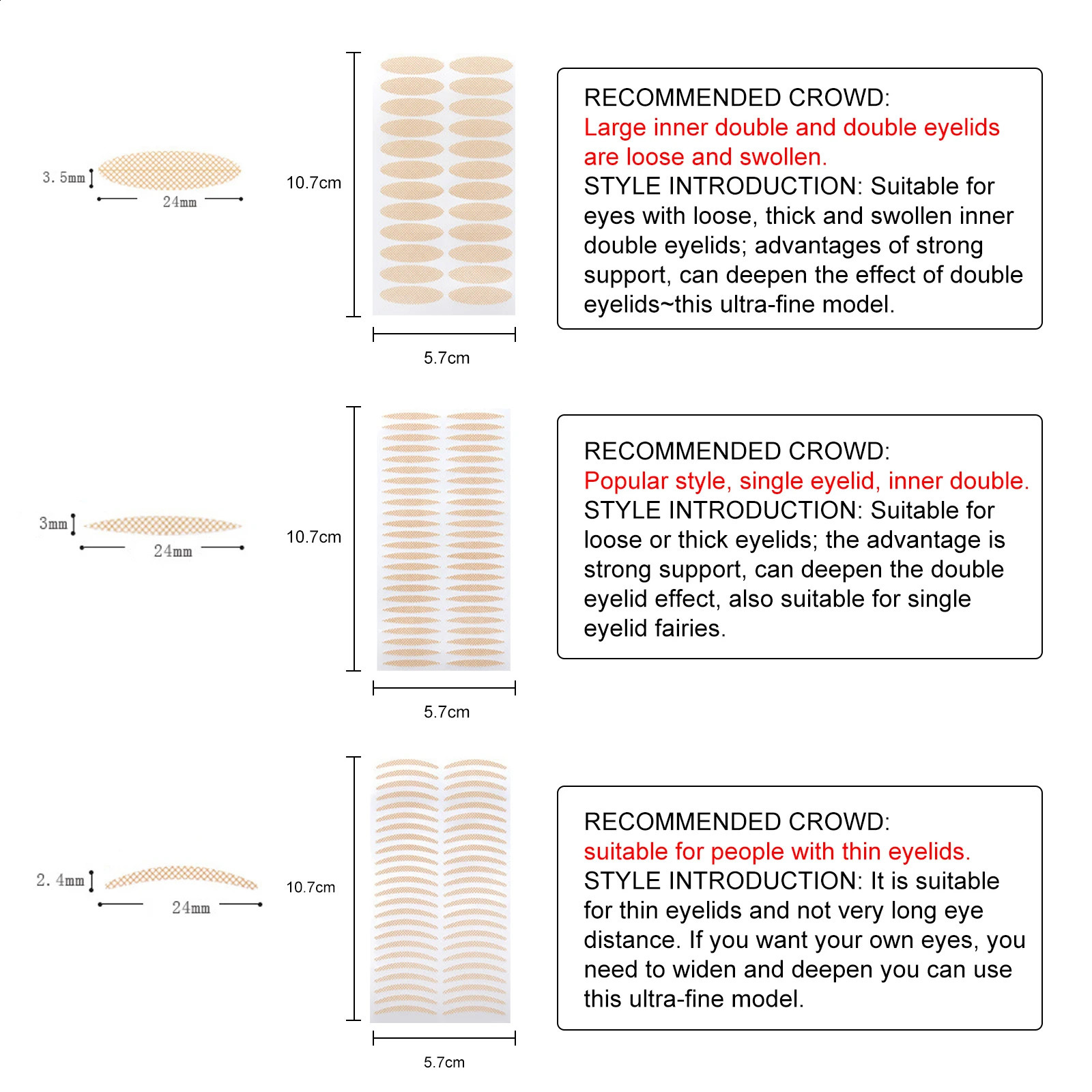 Breathable Double Eyelid Tape Eyelid Cream Small Clip Set Long-lasting Double Eyelid Self-adhesive Transparent Beige Big Eye 250224