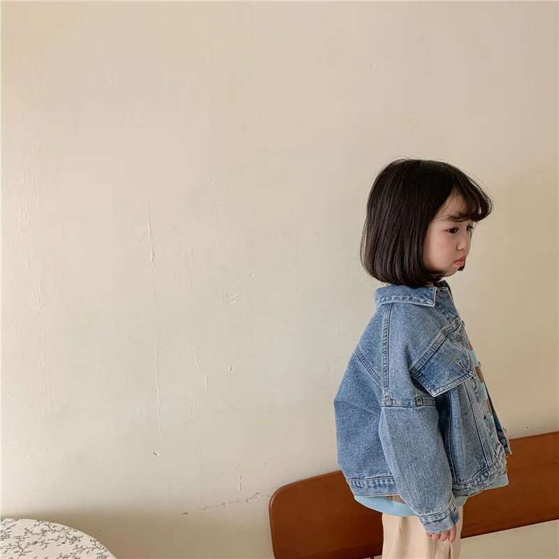 Ddmyshoesvip Spring Fall Boys And Girls Casual All Match Denim Jackets Years Kids Turn Down Collar Long Sleeve Coat Children Loose Tops