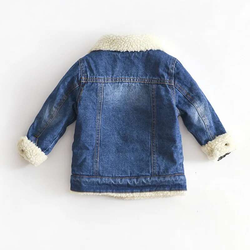 Ddmyshoesvip Jacket For Girls Boys Autumn Winter Plus Cashmere Thicken Jeans Coat Children Clothes Warm Fashion Baby Denim Jackets Y