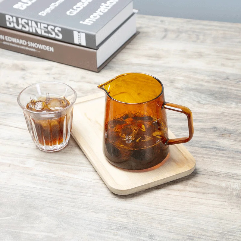 300/500ml Coffee Colored Glass Pot with Lid Shared Coffee Pot Pouring Coffee Concentrate Kitchen Making Coffee Accessories 250224