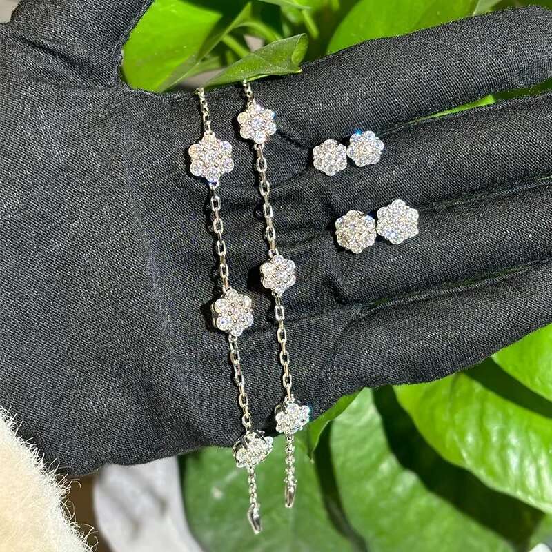 for Women Full Stud Earrings wer D Color Women's Moissanite Set Jewerly