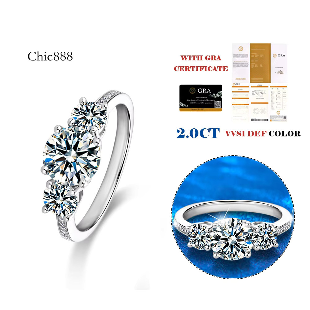 Sterg Sier Moissanite Round Wedding Dia Woman's Eternity Ring