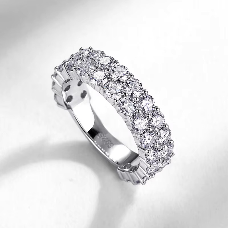 Panyu Fine Round Brilliant Classic Engagement Ring Moissanite Ring Women 925 VVS Moissanite Wedding Ring