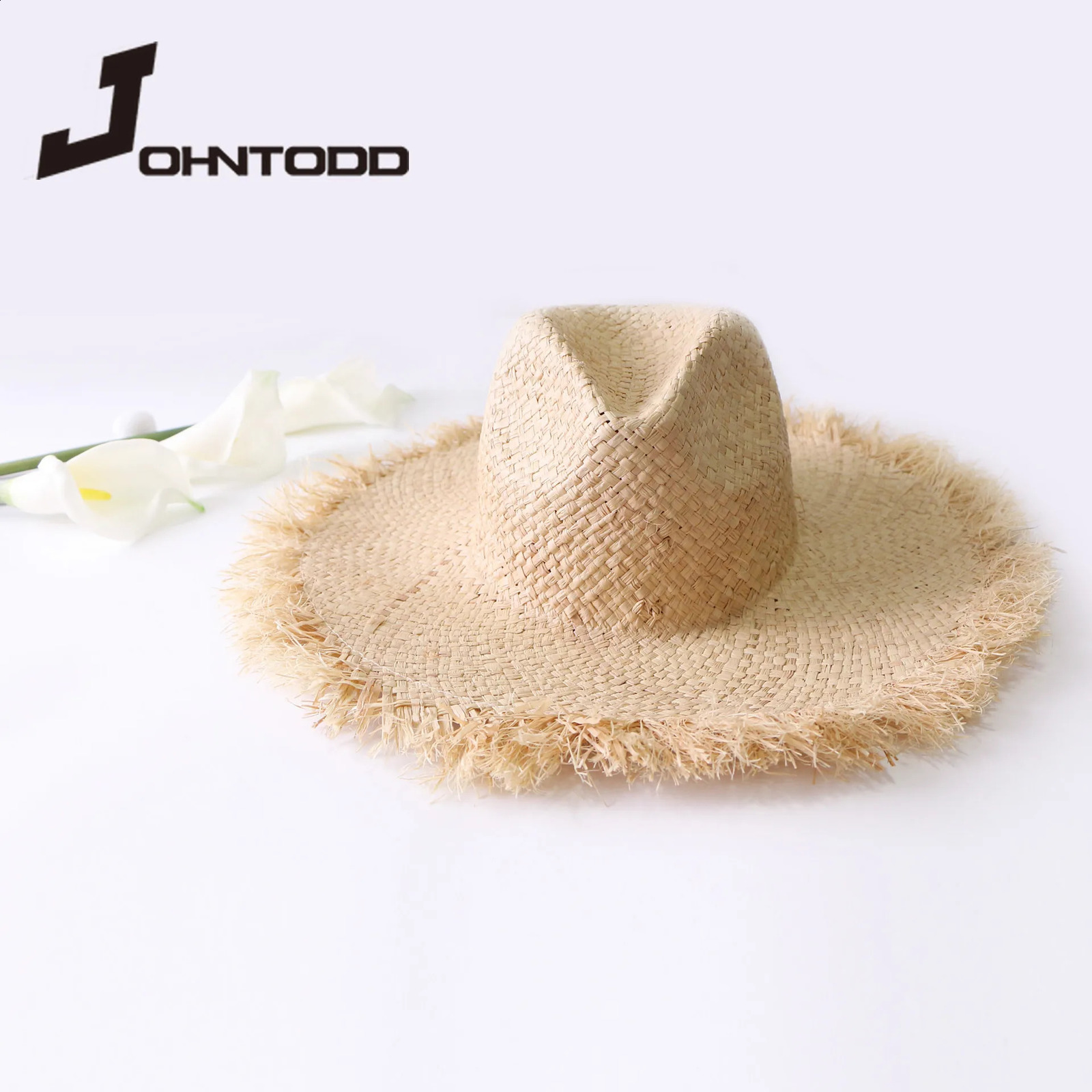 handmade womens straw hat with big wide brim for girls high quality natural raffia Panama beach straw hat vacation sun hat 250227