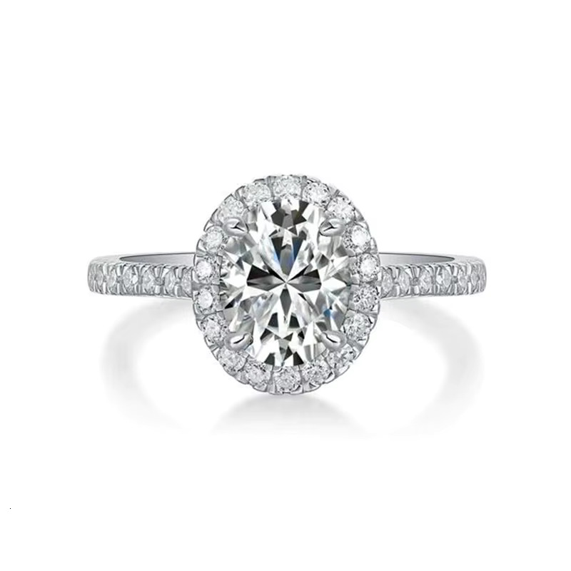 Customized 1CT S925 Sterling Silver Mossanite Jewelry Ring for Women Fixed Size Plated 18K Platinum Wedding Ring Luxury Jewelry