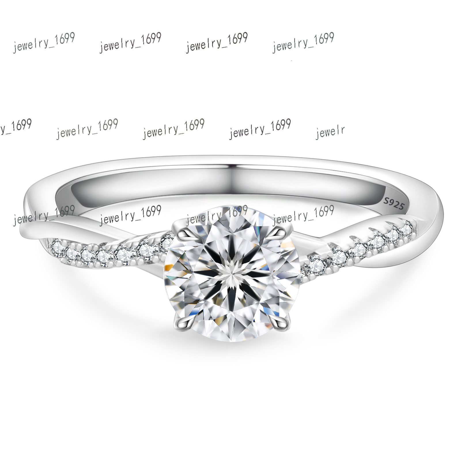 1ct Moissanite 925 Sterling Silver Ring VVS1 Moissanite Diamond Ring White Gold 925 Dilver Moissanite Engagement Ring Women