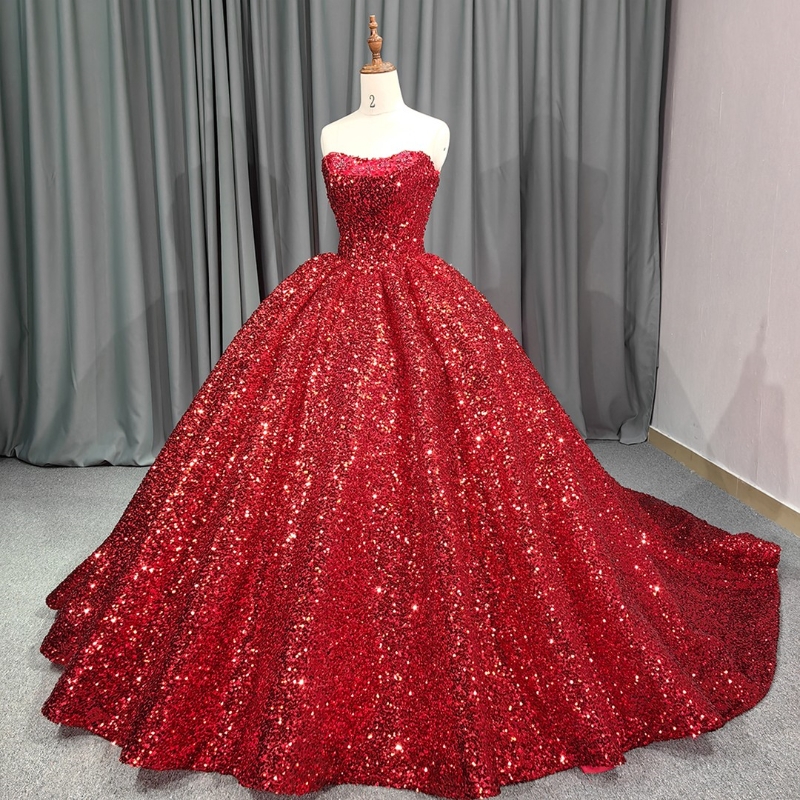 Red Quinceanera Dresses Ball Gown Off The Shoulder Sequined Party Birthday Sweet 16 Vestidos 15 De Anos