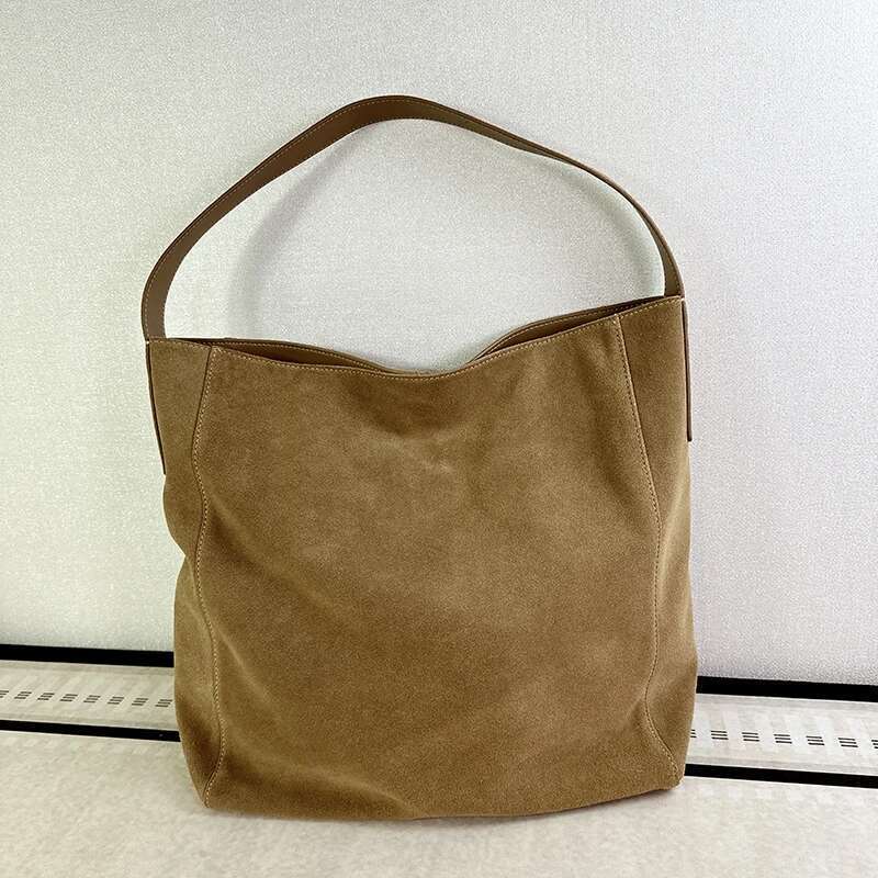 2025 Spring Autumn Shopping Shoulder Bags Brand Design Genuine Leather Handbags Casual Cowhide Suede Women Totes
