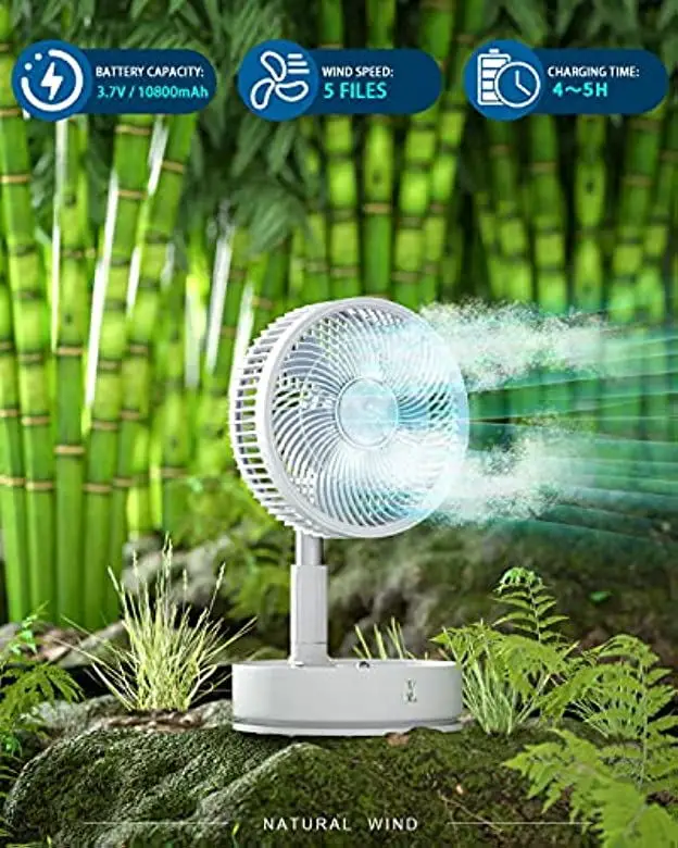 Stand Fan, 6 Inch Folding Portable Telescopic Floor/USB with Rechargeable Battery,3 Speeds Super Quiet Adjustable Height