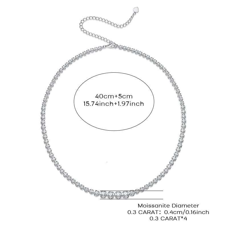 Moissanite Necklace, Sterg Sier & Gold Plated, Tennis Collarbone Chain, Women's And Men's, Couple Style, Val