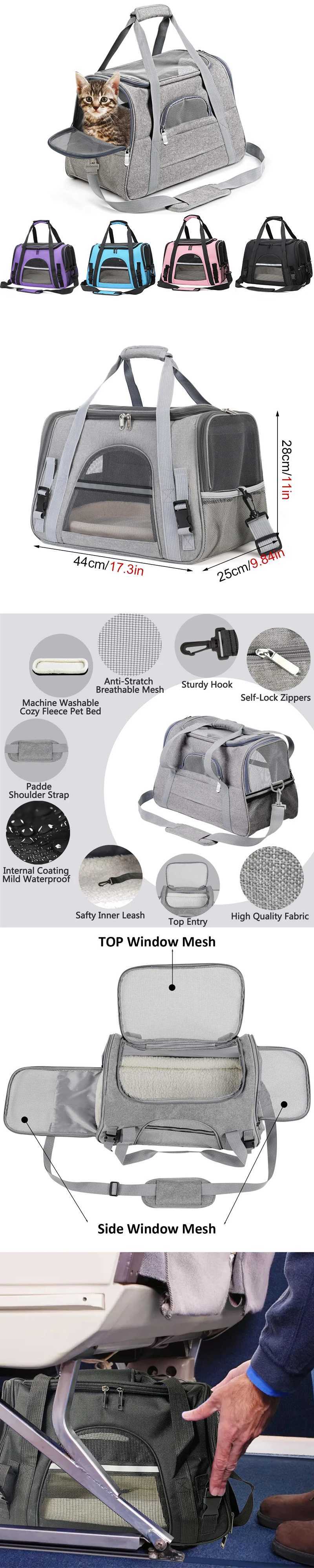 Soft-Sided Pet Travel Carrier Mesh Breathable Carrier Bags for Cats Dogs Comfort Foldable Handbag Pet Transport Bag 250205