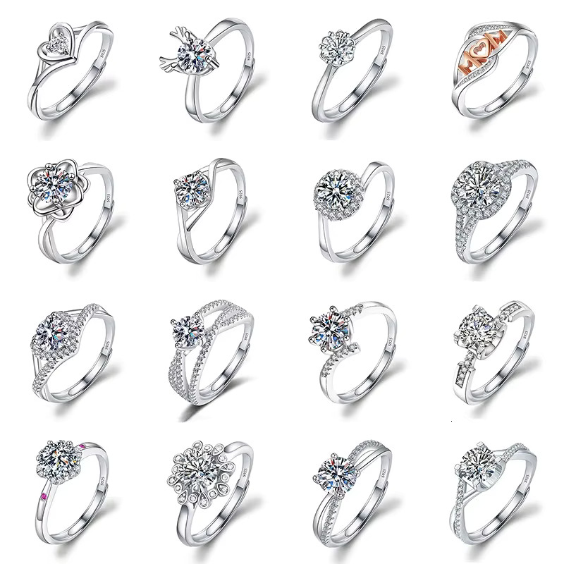 Fashion Adjustable Similar Moissanite Dia Fine Jewelry Wedding Engagement Rings for Women