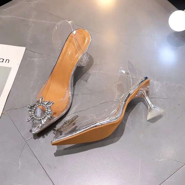Women Pumps Sandals Transparent PVC High Heels Sexy Pointed Toe Slip-on Wedding Party Brand Fashion Shoes for Lady