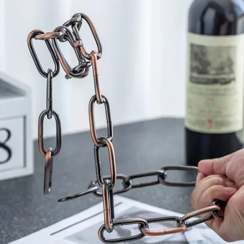 Magic hanging iron chain wine rack one bottle of display kitchen k 250225