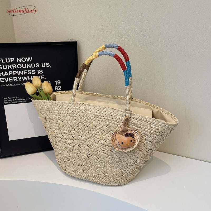 2025 large capacity new casual bag, single shoulder grass woven vacation beach, summer underarm trendy ins bag #swissmilitary