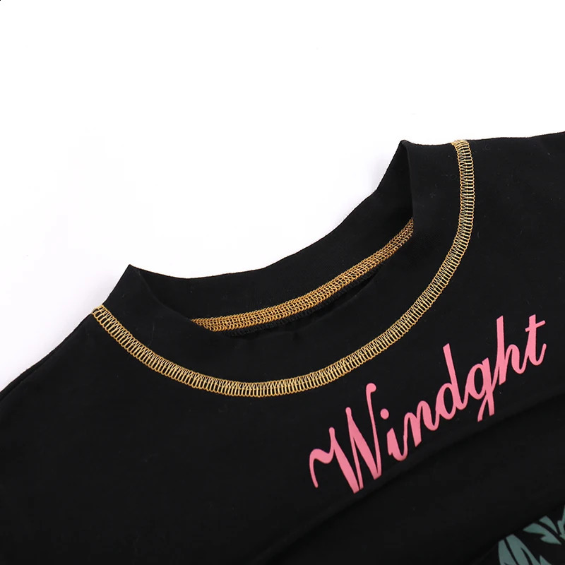 GraphicT Shirts Black Cut Out Short Sleeve Crop Tops Trashy Y2k 2000s Streetwear Trendy Clothes for Women YJ23656MH250222